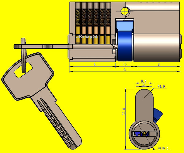 Sicherheits-Schließzylinder Türschloss Profil Zylinder 80 mm (50+30) +5 Schlüssel ✅| Chilitec 22596