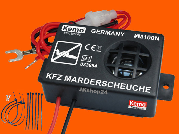 KEMO M100N+ Ultraschall Marderabwehr Marderschutz KFZ 11-15 V/DC -inklusive Befestigungsset-