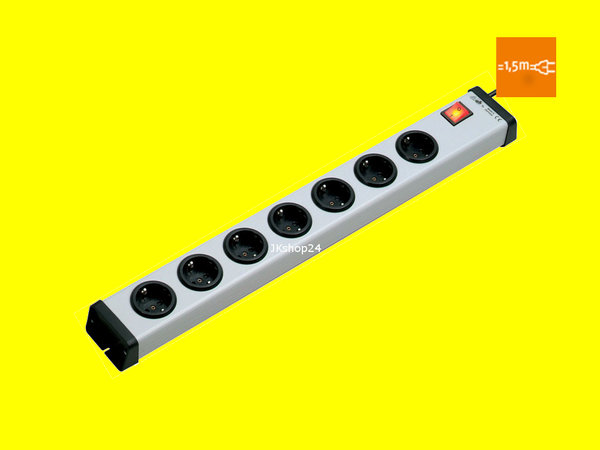 Universal Kunststoff-Steckdosenleiste 7-fach mit Schalter +1,5 m-Zuleitung 0201x00072301 Bodo Ehmann