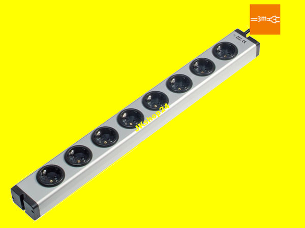 Aluminium-Steckdosen-Leiste 8-fach Universal-Verteiler mit 3,0m-Leitung | Bodo Ehmann 0600x00082033