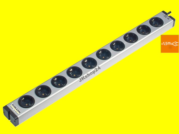 Aluminium-Steckdosen-Leiste 10-fach Universal-Verteiler mit 1,5m-Leitung | Bodo Ehmann 0600x00102031