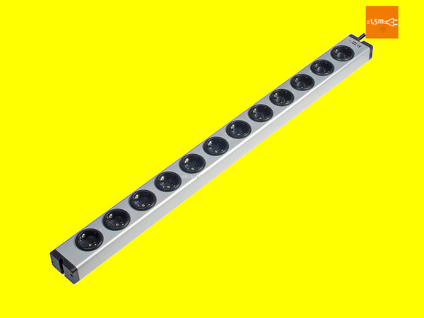 Aluminium-Steckdosen-Leiste 12-fach Universal-Verteiler mit 1,5m-Leitung | Bodo Ehmann 0600x0012031