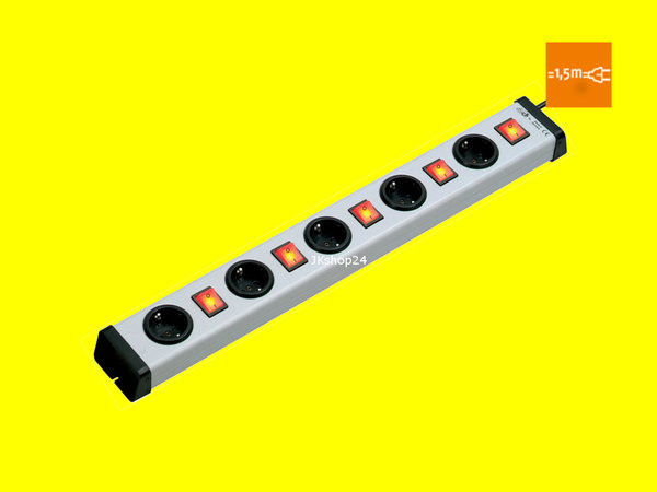 Kunststoff-Steckdosenleiste universal 5-fach mit 5 Schalter+1,5m Zuleitung|Bodo Ehmann 0202x00052301