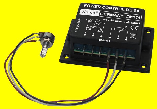KEMO M171 PWM Leistungsregler Power Control 9-28 V/DC 5A-10A Led/Motoren/Lampen-Steuerung