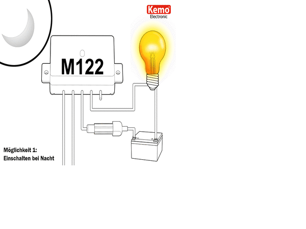 KEMO M122 Dämmerungsschalter Licht-Sensorik 12 V/DC Dämmerung-Schalter Relais max. 25 V/3 A