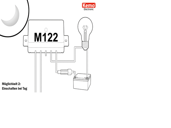 KEMO M122 Dämmerungsschalter Licht-Sensorik 12 V/DC Dämmerung-Schalter Relais max. 25 V/3 A