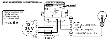 KEMO M197 Dämmerungsschalter Licht-Sensor 12 - 28 V Dämmerung Relais-Schalter Licht-Steuerung