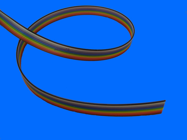 Flachbandkabel 10-polig/adrig AWG28 Flachbandleitung 1,27mm-Raster FBL-Kabel IEC-Farbcode|Meterware