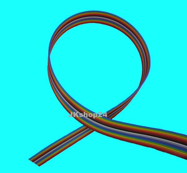 Kabel FLACHBANDKABEL 16-adrig/polig Flachbandleitung AWG28/1,27 mm farbig IEC|Meterware