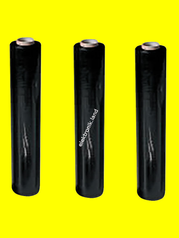 3 Rollen Handstretchfolie PE-Stretch-Folie, 500 mm x 300 m, 20µ ,LLDPE  schwarz