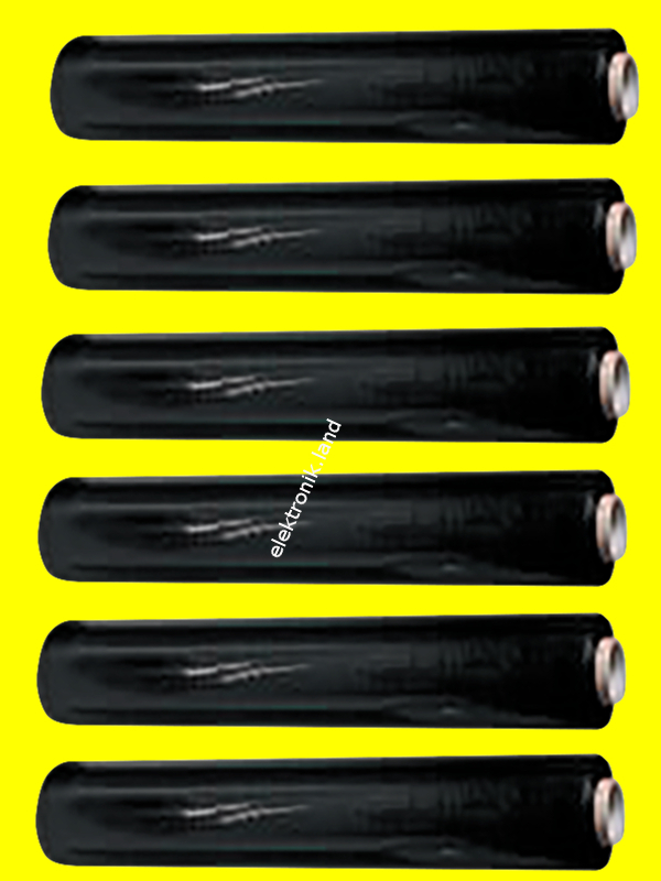 6 Rollen Handstretchfolie PE-Stretch-Folie, 500 mm x 300 m, 20µ ,LLDPE  schwarz