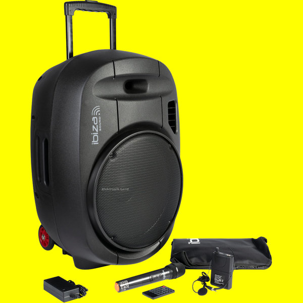 Mobiler Lautsprecher Box 800W, 5 Std.-Akkubetrieb + Fernbedienung+ 2 Funk-Mikrofone|PORT15UHF-MKII