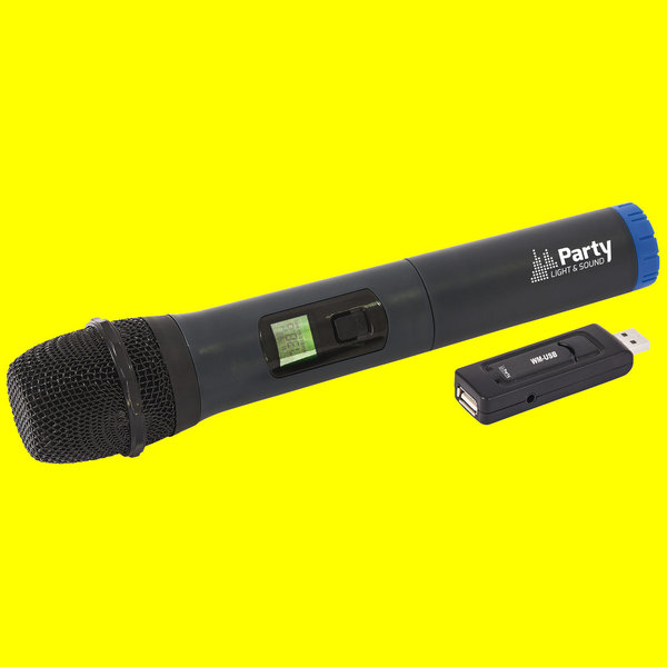 UHF Funk-Mikrofon-System mit USB-Empfänger-Stick, inkl. 3,5/6,3 mm Klinkenadapter-Kabel, 1800062