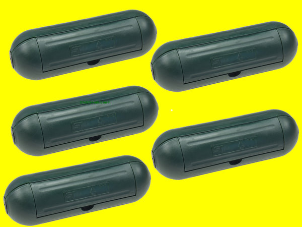 5 x Sicherheits-Schutzbox für Kabel-Steckverbindung,IP44, 205 x Ø 68 mm,grün, spritzwasserfest,22014