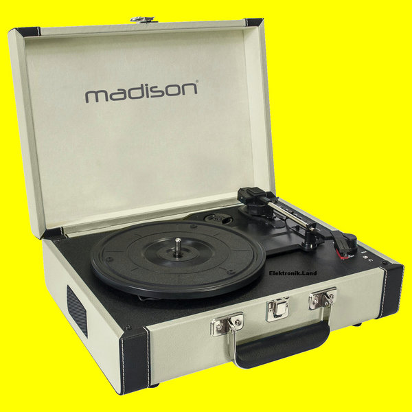 Plattenspieler MADISON Nostalgie Schallplatten-Koffer, Aufnahme-/Überspiel-Funktion USB/SD, 33/45/78