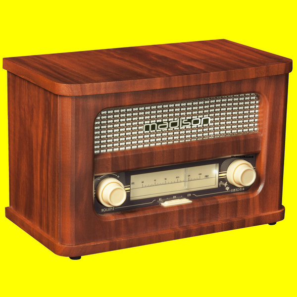 Nostalgie-Radio mit Akku, Madison MAD-RETRORADIO, FM-Radio, Bluetooth +MP3-Eingang, Skala beleuchtet